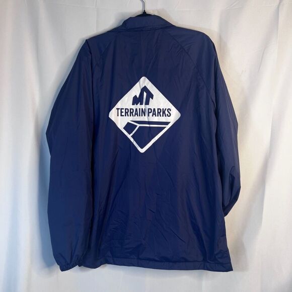 CG Habitats Navy Blue Snap Button Up "MT Terrain Parks" Windbreaker Size XL - Picture 2 of 12